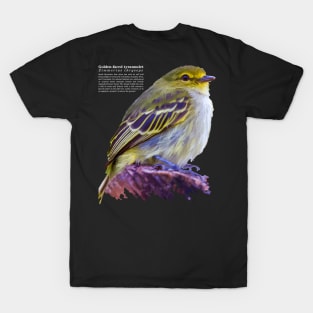 Golden-faced tyrannulet tropical bird white text T-Shirt